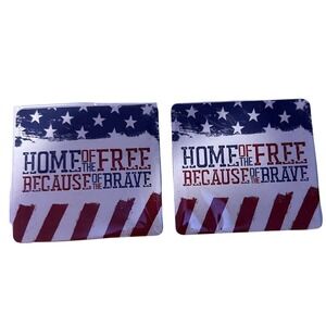 VFW Patriotic Coasters Home of the Free Because of the Brave Set of 2
